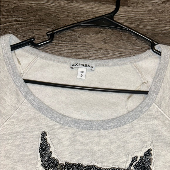 Express Tops Express Cropped Sequin Owl Sweatshirt - Picture 2 of 4